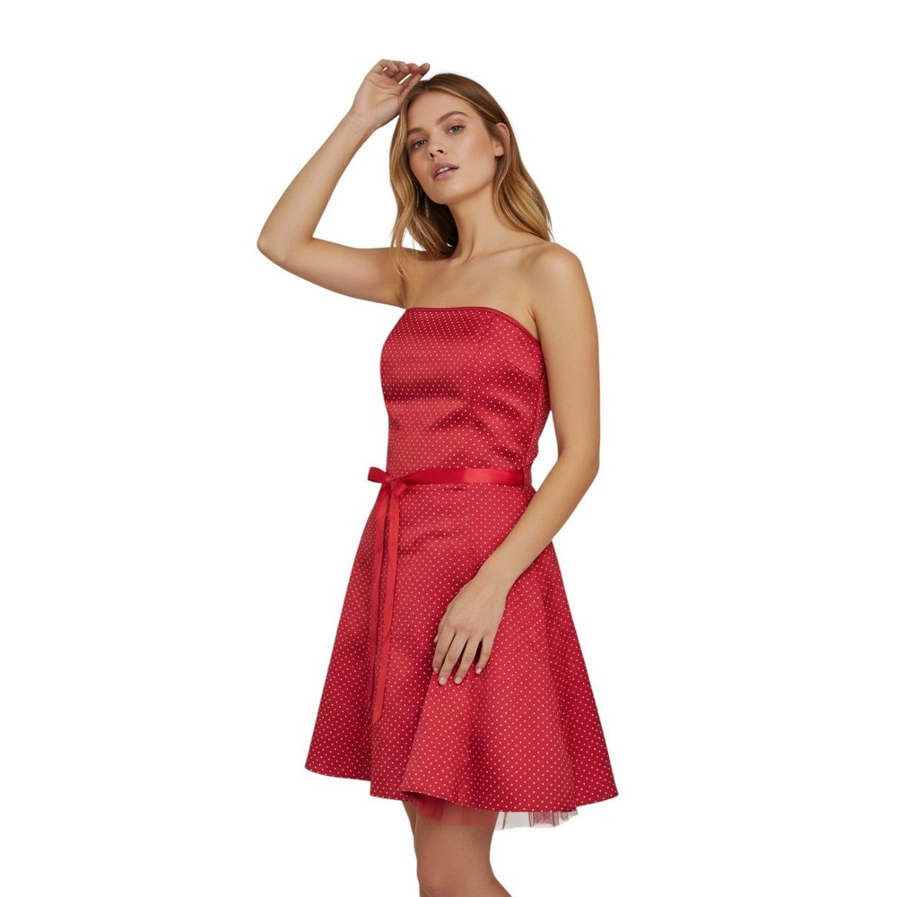 GUNNE‎ SAX Jessica McClintock Little Red Polka Dot Cocktail Holiday Dress Sz 7/8